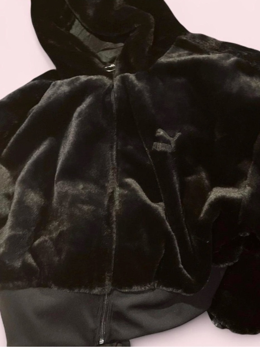 PUMA Black Plush Hooded Teddy Puffer Jacket